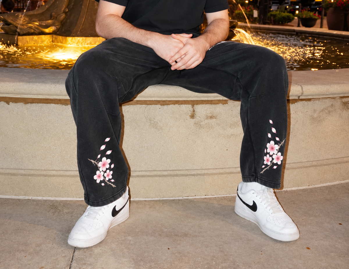Cherry Blossom Barrel Sweatpants, Off duty