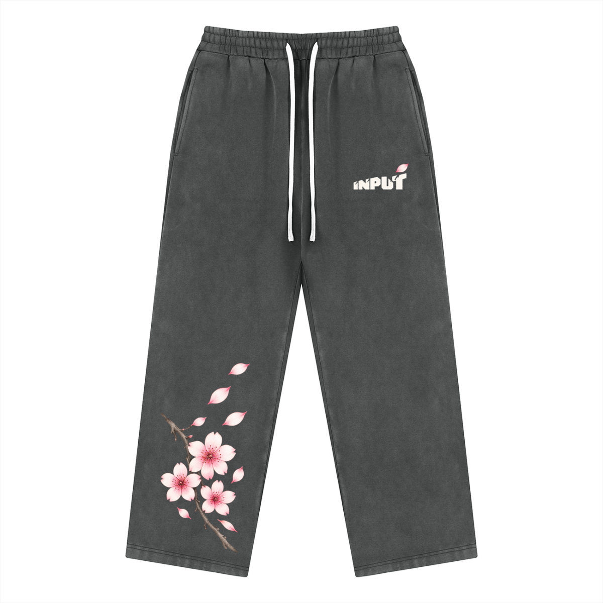 Cherry Blossom Fleece Sweatpants, front mockup