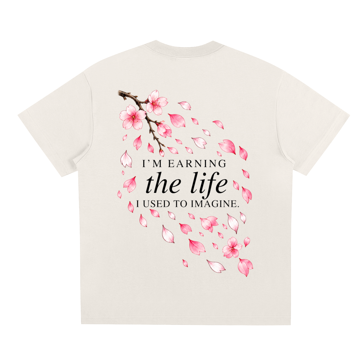 Apricot Cherry Blossom Tee, back mockup