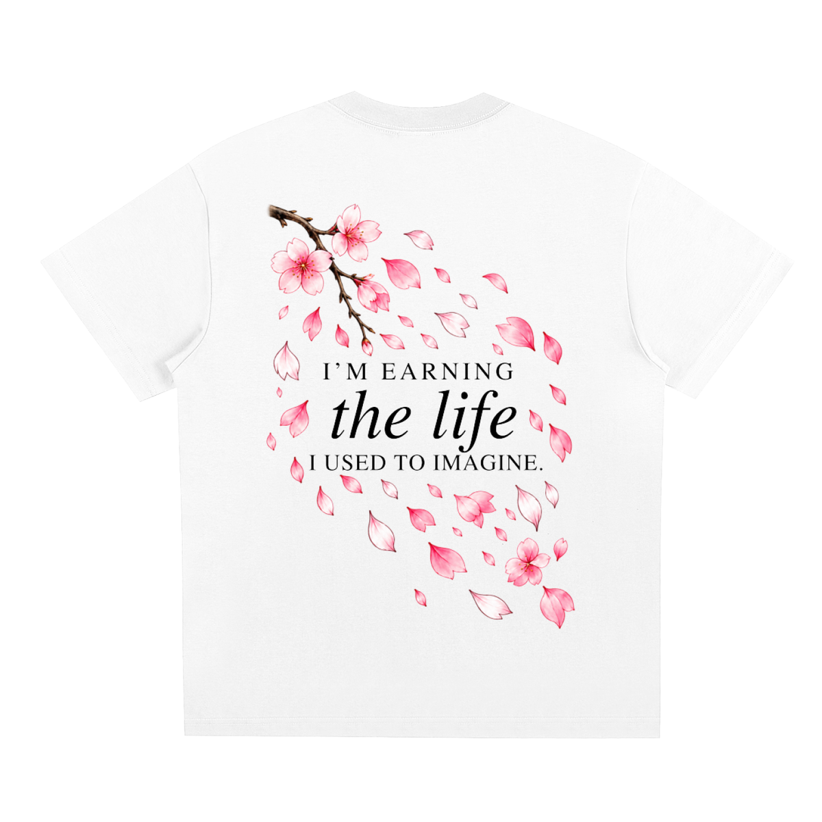 Cherry Blossom Tee in White, back print